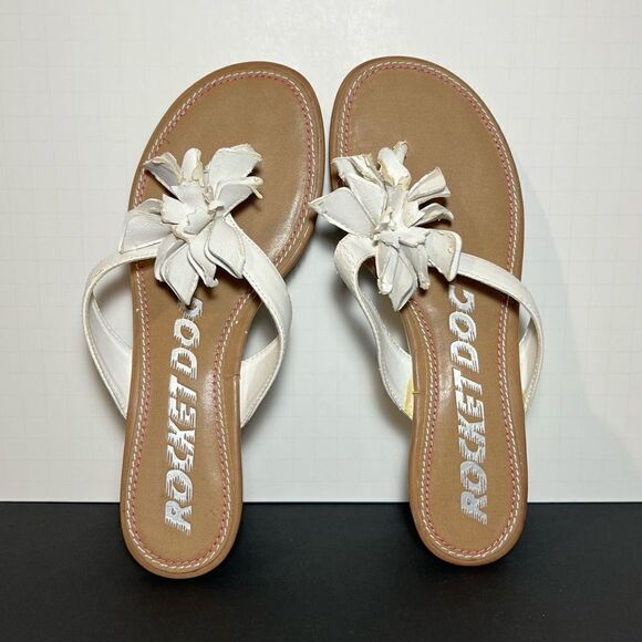 Womens ROCKET DOG White Floral Flip Flop Sandals / Size 8.5 Medium - Picture 5 of 8